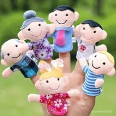 6 PCS Fantoches De Dedo De Família Para Crianças De 1 A 3 Anos-Animais Educacionais Interativos Veludo De Pano Brincadei
