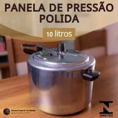 Panela de Pressão Polida 10 Litros – Alumínio Fechamento Interno Resistente Seguro - Selo do INMETRO