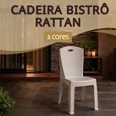 Cadeira Bistrô Rattan Empilhável Escritório Varanda Piscina Salão Jardim Área Lazer