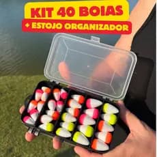 KIT de Pesca Completo 40 Boias de Isopor Lambari Vários Tamanhos com Estojo Organizador Multiuso