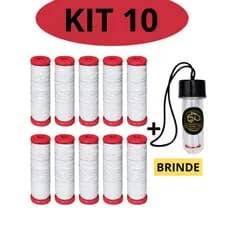KIT 10 / 20 Linha Elástica Elastic para Amarrar Isca Pesca 110m + Suporte de Linha Personalizado