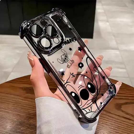 Stitch Capa Capinha Para iPhone 16 15 14 Plus 13 12 11 Pro Max 2 Em 1 Design Anti-Queda De Quatro Cantos Fosco Luxo