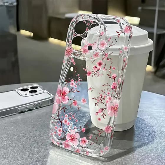 Capa Para Redmi 12 12C 13 13C 14C A1 A2 A3 A5 Nota 12s 13 14 Pro 4G 5G Tom Gato Silicone Flor De Pêssego