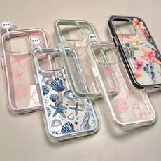 2 Em 1 Capa Capinha Para Concha iPhone 16 15 14 Plus 13 12 11 17 Air Pro Max Silicone Transparente Anti-Impacto