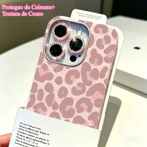 2 Em 1 Capa E Protetor De Lente Leopardo Capinha Para iPhone 14 17 Ar 16 15 Plus 13 12 11 Pro Max Couro Anti-Impacto
