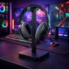 Suporte de Mesa para Headset Gamer Porta Fone de Ouvido Universal Elegante Luxo Preto/Branco/Rosa