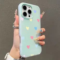 Corações Coloridos Capa Capinha Para iPhone 17 Air 16 15 14 Plus 13 12 11 Pro Max 16e 2 Em 1 Com Porta-Cartão