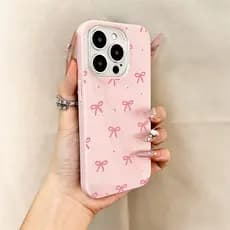 Rosa Glitter Laços Prova de Choque Capa Capinha Para iPhone 17 Ar 16 15 14 Plus 13 12 11 Pro Max XR Normal