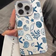 Conchas Estrelas do Mar Capinha Capa Para iPhone 7 8 14 15 16 Plus XS X XR 11 12 13 17 Pro Max SE 2020 Anti-Queda