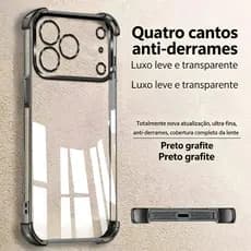 Transparente Cristal Nunca Amarela Capa Capinha Para iPhone 16 15 14 Plus 13 12 11 Pro Max Anti-Choque Militar 4 Cantos