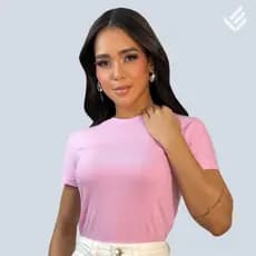 Camiseta Feminina Baby Look Rosa Básica Lisa Algodão 100% Casual Confortável Dia Dia
