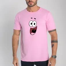 Camisa Masculina 100% Algodão Estampada DTF Patrick Estrela Camiseta Dia a Dia