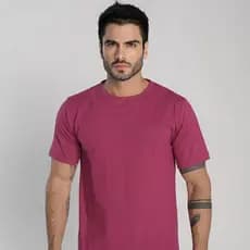 Camiseta Masculina Fucsia 100% Algodão Premium Lisa Casual Dia Dia
