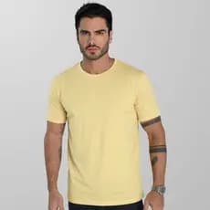 Camiseta Masculina Lisa Camisa Algodão Penteado (Não Transparente) Premium Amarelo Jasmim