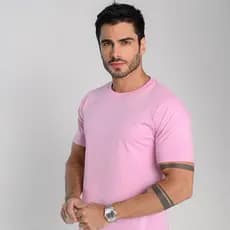 Camiseta Lisa Rosa Masculina 100% Algodão Premium Fio 30.1 Confortável Elegante
