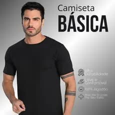 Kit 4 Camisetas Básicas Masculina Camisa 100% Algodão Cores Vivas Reforço Ombro a Ombro Moda Básica