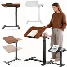 Mesa de computador dupla virada ao lado da cama，Mesa de Canto Ajustável em Altura e Ângulo–Três Cores,Versátil para Casa