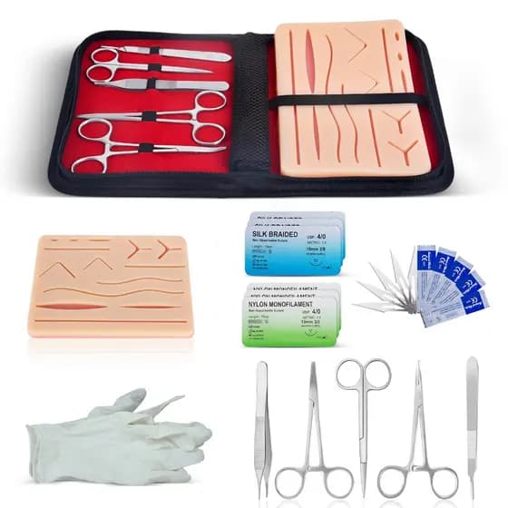 Kit com 19/25 pecas Simulador De Sutura Treino Com Pinça Pinca Veterinaria
