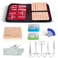 Kit com 19/25 pecas Simulador De Sutura Treino Com Pinça Pinca Veterinaria