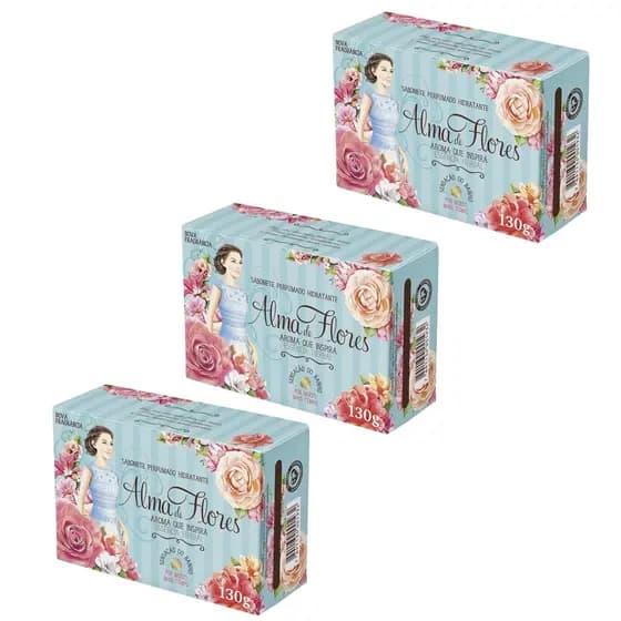 Kit 3 Sabonete Alma De Flores Essencia Herbal 130G