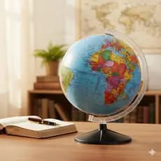 Globo Terrestre Mapa Mundi Escolar e Decorativo 43cm de Altura Giratorio - Grande e Detalhado