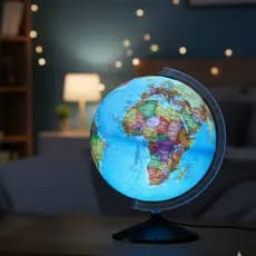 Globo Terrestre Luminária Colorido LED 43cm de Altura Decorativo Quarto Escritório Bivolt