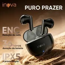INOVA Fone De Ouvido Sem Fio Estéreo Hi-Fi Bluetooth 5.4 Sem Fio Com Cancelamento De Ruído E Longa Duração De Bateria