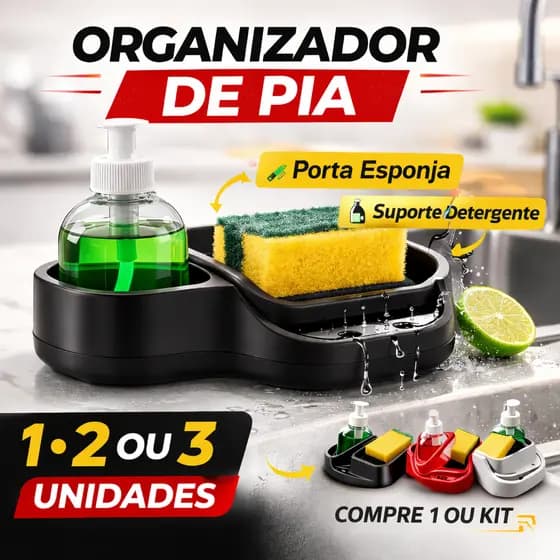 Organizador de Pia Cozinha Porta Esponja e Detergente | Suporte de Pia | Kit Econômico ou Unidade