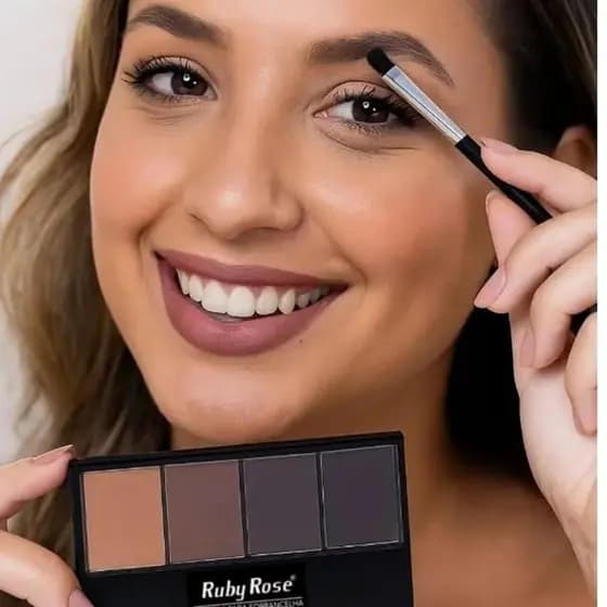 Sombra Paleta Sobrancelhas Ruby Rose Profissional 4 Tons Naturais Alta Pigmentação Longa Duração