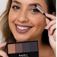 Sombra Paleta Sobrancelhas Ruby Rose Profissional 4 Tons Naturais Alta Pigmentação Longa Duração