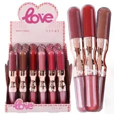 Baton Labial Vivai 2 em 1 Matte  Brilho Alta Pigmentação Longa Duração 6 Cores Boca Linda Glamur