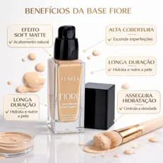 Base Mousse Vitamina linha Fiore Fenzza Maquiagem Rosto Pele Aveludada Oleosa Cobertura Total