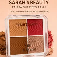 Paleta 4 em 1 Sarah's Beauty Contorno Blush Iluminador Bronzer Alta Pigmentação Longa Duração Facial