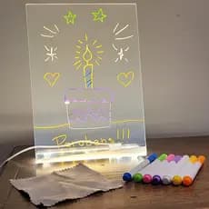 Luminária LED Lousa Acrílica 21x14,8cm - Efeito 3D, Economia de Energia, Decoração Versátil