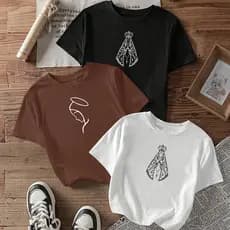 Blusa Feminina T-shirt Nossa Senhora Aparecida e Santa Mãe Santissima Religiosa