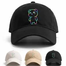Boné Masculino Feminino Urso Neon Glitch Moda Urbana Estético Urbano Estilo Qualidade Ajustável