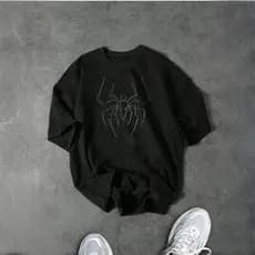 Blusa Despojada Camiseta Oversized Aranha Gótica Estilo Street Minimalista
