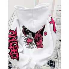 Moletom Blusa de Frio Casaco Streetwear White Design Hoodie Cross Gothic Font Reversible