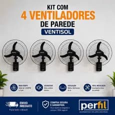 Kit com 4 Ventiladores de Parede 60cm Ventilador 220 volts Ventilador Ventisol Ventilador Silencioso