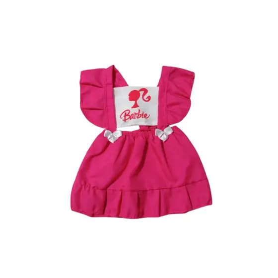 Vestido Infantil Bebê Menina Rosa Barbie Com Babado Confortável Delicado
