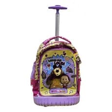 Mochila Carrinho Infantil Masha e o Urso Rosa Unilife Escolar
