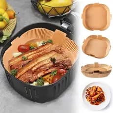 Kit 200 forma de airfryer descartável antiaderente de papel cozinha quadrado fritadeira cozimento