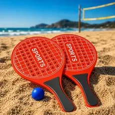 Kit Jogo Frescobol Beach Tênis De Praia 2 Raquetes Com Bola Vermelho ou Branco
