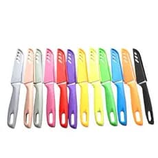 Kit 10 Faca Aço Inox Afiada com Bainha Capa Protetora Cozinha Pesca Camping Faquinha Colorida