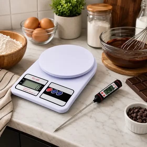 Kit Balança Digital Cozinha 10Kg Precisão Alimentos Culinária E Termômetro Espeto Gourmet Digital