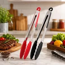 Pegador De Plástico e Inox 33cm Para Alimentos Churrasco Salada Carne Cozinha Uso Universal Profissional