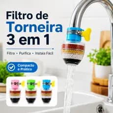 Filtro Purificador De Agua Torneira Cozinha 3 Em 1 Carvao Ativado Universal Transparente Facil Instalar Pia Casa Top