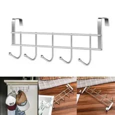 Cabide Suporte Atrás Da Porta 5 Ganchos Metal Organizador Sem Furo Multiuso Roupas Toalhas Bolsas