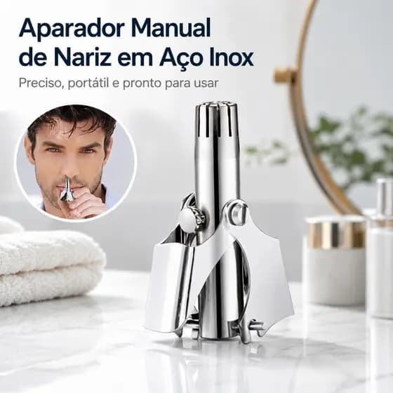 Aparador de Pêlos de Nariz e Orelha em Aço Inoxidável Sem Baterias – Fácil de Usar, Lavável e Extremamente Portátil