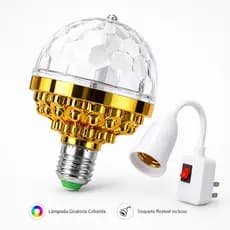 Lâmpada LED Bola Maluca Giratória RGB E27 Festa Balada KTV Projetor Colorido Com Bocal Tomada Flexível Silenciosa